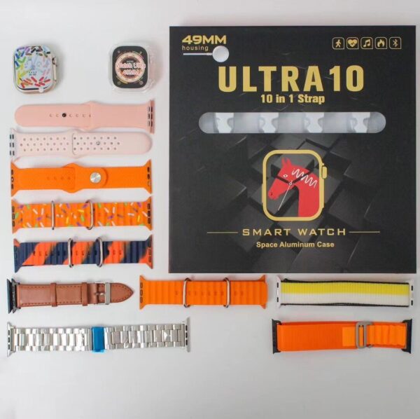 10 in 1 Ultra Smart Watch | 10 Pairs of Straps | 1 Dial Case - Image 2