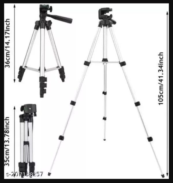 3.5 Feet Adjustable Tripod Stand with Mobile Holder Clip. - Image 3