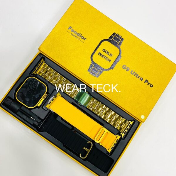 G9 Ultra Pro Smart Watch | Fendior | Golden Edition | 3 Pairs of Straps - Image 5