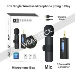 K35 Wireless Lavalier Lapel Noise Reduction Single Microphone | 3.5mm
